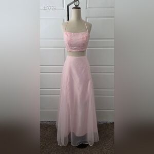 Pink Chiffon 2-Piece A-line Formal Dress